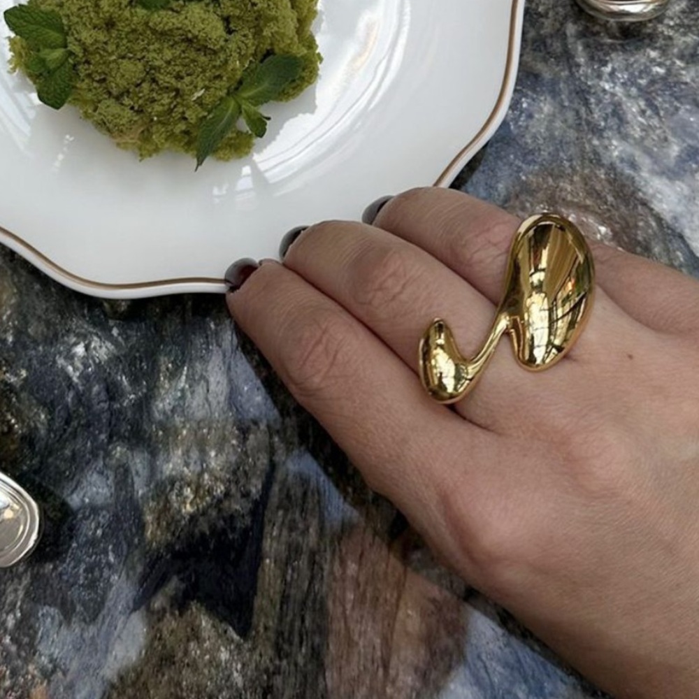 Water drop gold plated ring size 8.5